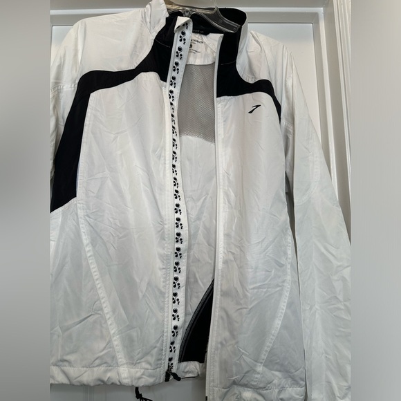Brooks Windbreaker Athletic Jacket Full zip colors black and white Sz large - Picture 5 of 9